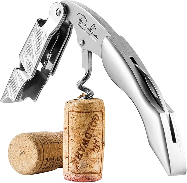 Benkia Waiters Friend Corkscrew - Professional Stainless Steel Wine Opener - Foil Cutter for Bartenders - Decorative Wine Bottle Opener