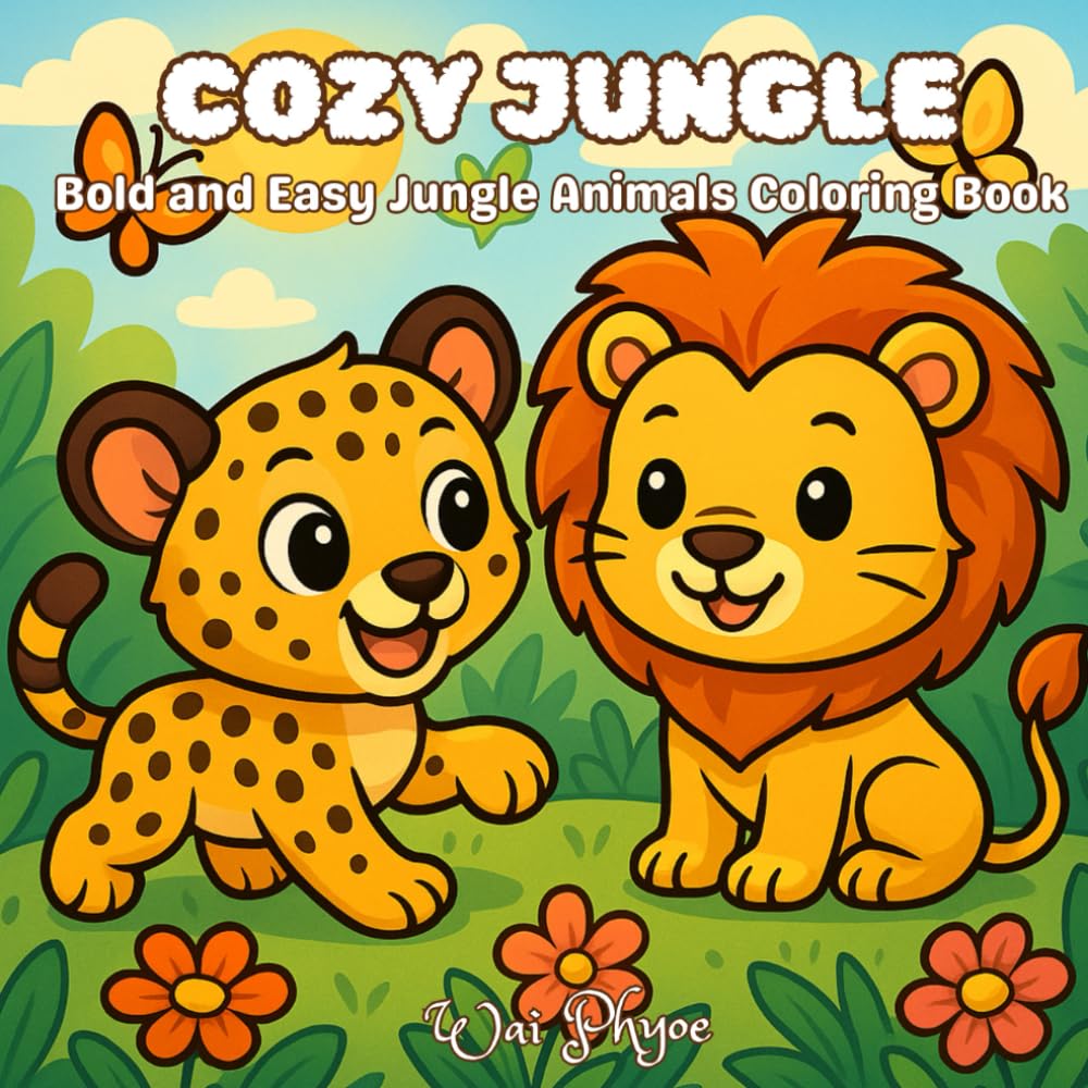 Cozy Jungle: Bold and Easy Jungle Animals Coloring Book