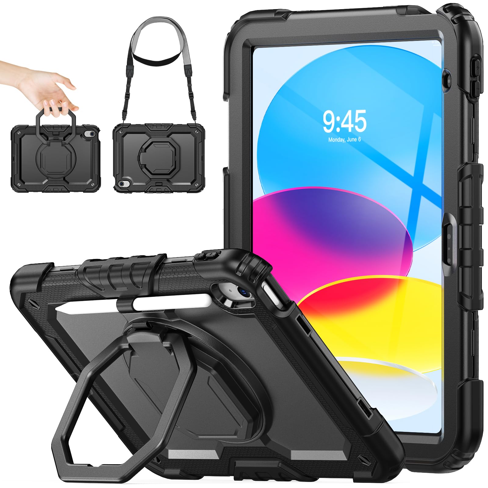 SEYMAC stock iPadケース A16 第11世代/第10世代 リングハンドル耐衝撃