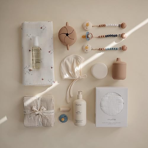 Miniatura 5 de mushie Mini sábana bajera ajustable de muselina extra suave  24 x 38 pulgadas (blanco)