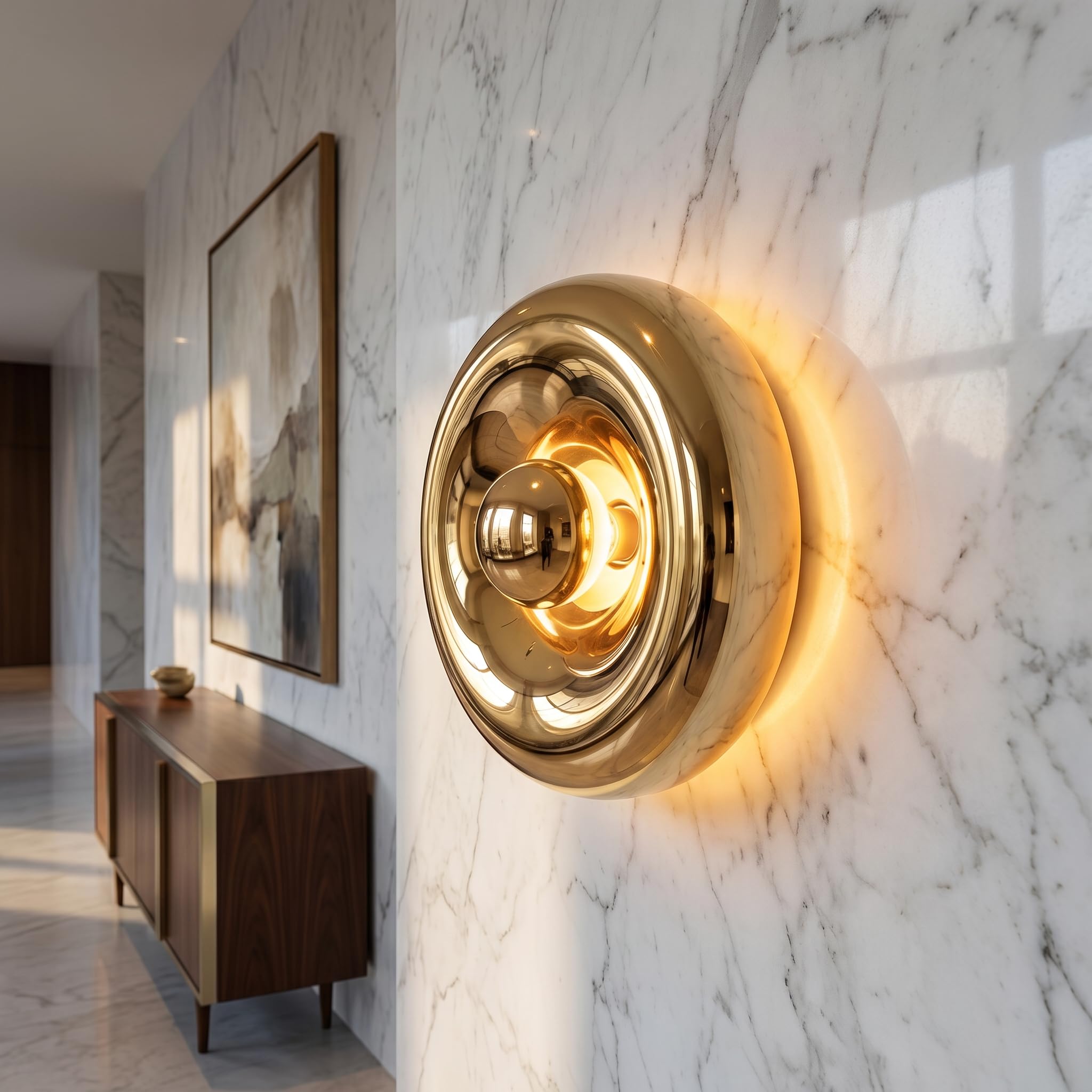 BARCELONA LED Applique da Parete Design LIPS Ø30 cm in Vetro e Metallo, Luce Indiretta E27 G45, Lampada da Parete Oro Rame Cromo, Illuminazione Moderna per Camera da Letto Soggiorno