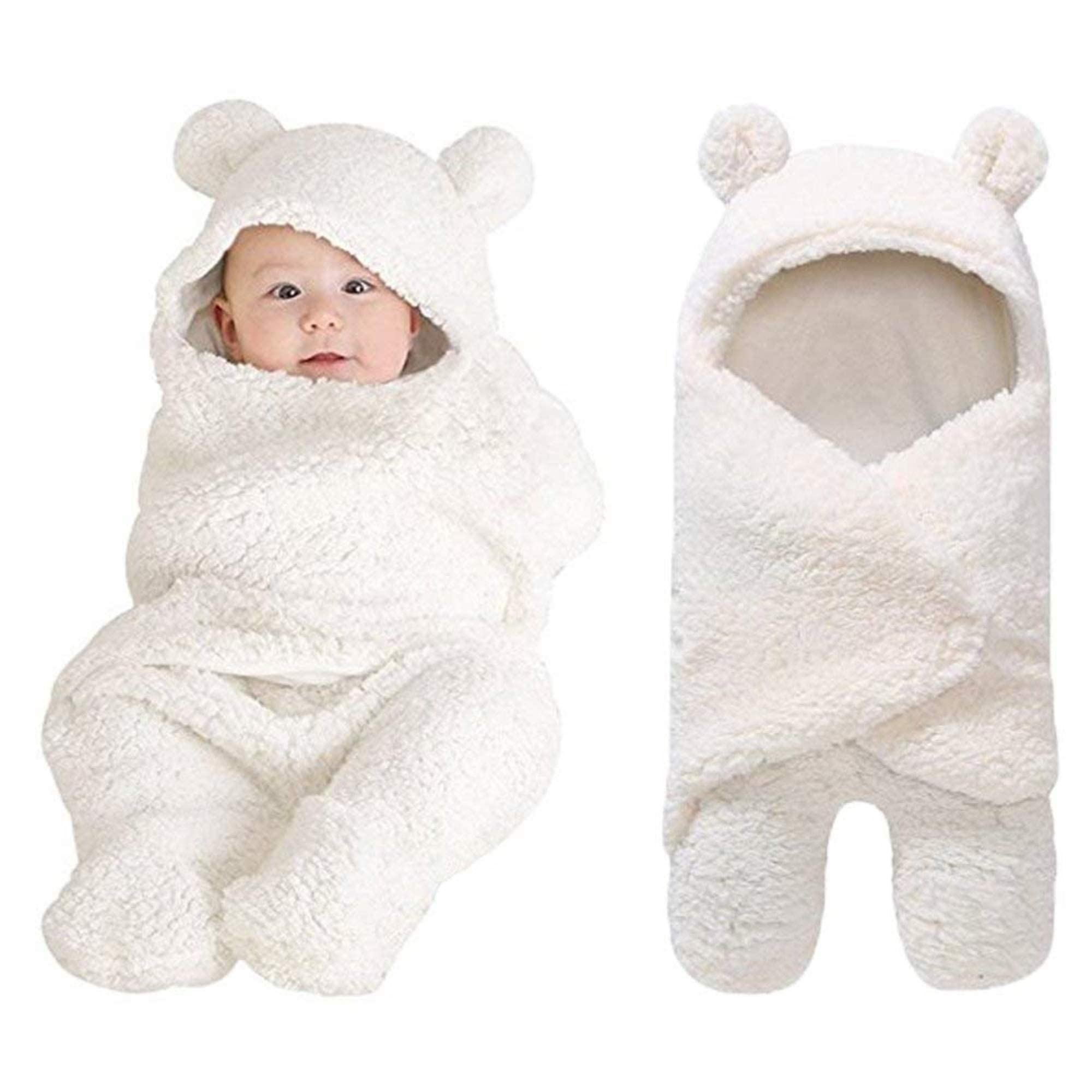 XMWEALTHY Cute Newborn Baby Boys Girls Blankets Plush Swaddle Blankets White