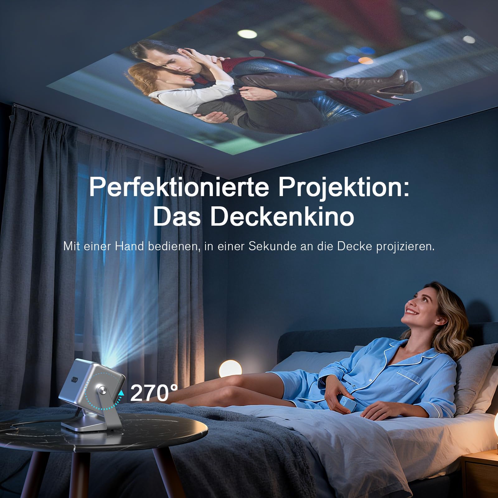 Smart Beamer 4K Heimkino [Netflix Ready & 30000L] VOPLLS Autofokus/Trapezkorrektur 3D Dolby Audio Handy Projektor, WiFi6 Bluetooth Full HD 1080P Beamer Outdoor für PC/Fußball & WM Filmabende