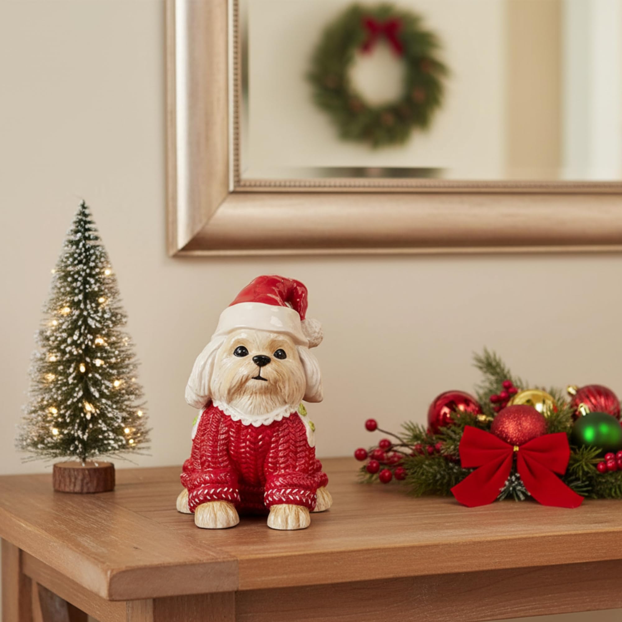 Amazon.com: Blue Sky Clayworks Hannah Maltese Holiday Figurine