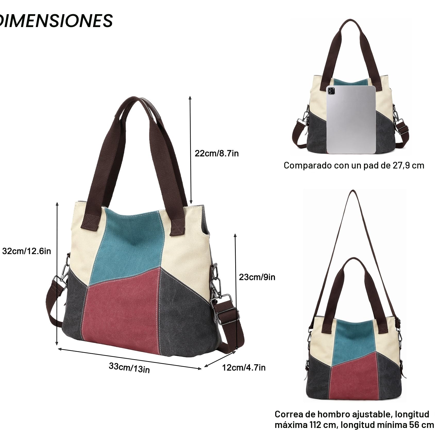 Bolso de Lona para Mujer Bolso de Las Señoras de la Lona Bolso de Hombro de Las Mujeres Bolso Bandolera Bolso Tote Bolso Shopper