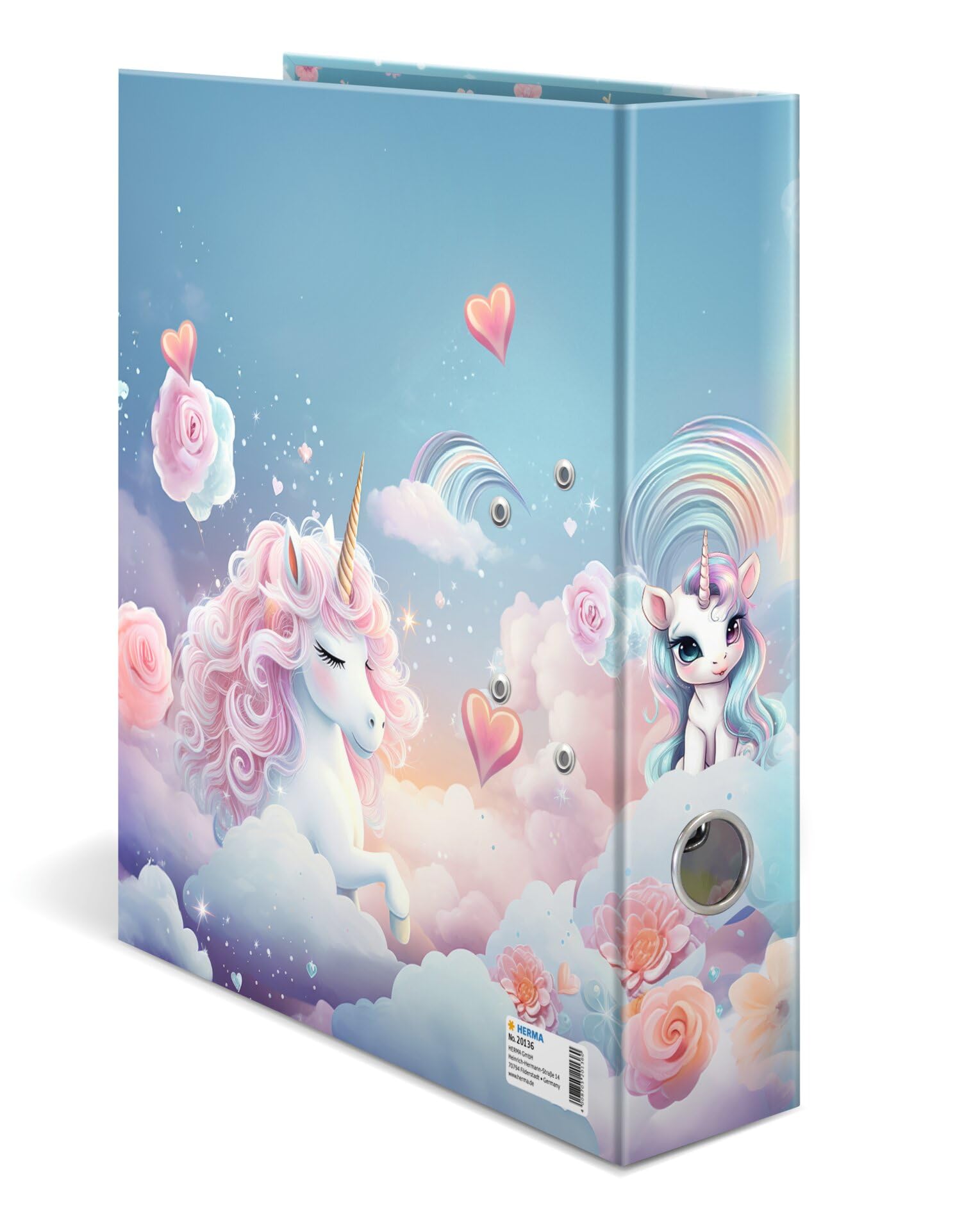 HERMA A4 Lever Arch File Happy Unicorn, 70mm Spine, Heavy Duty Folder with Animal Motif, Glossy Finish & Inner Print - Image 2