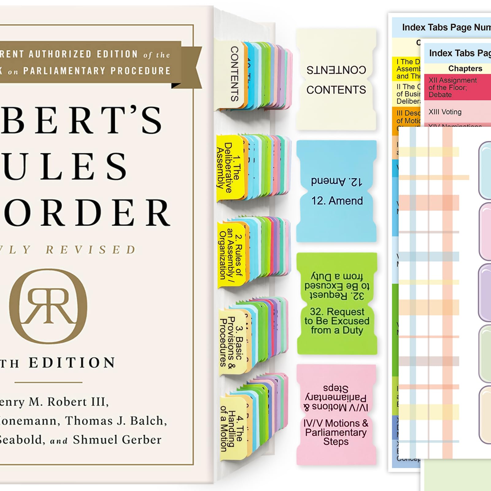 Robert's Rules Of Order Index Tabs - 84 Color Coded Tabs For 12th Edition