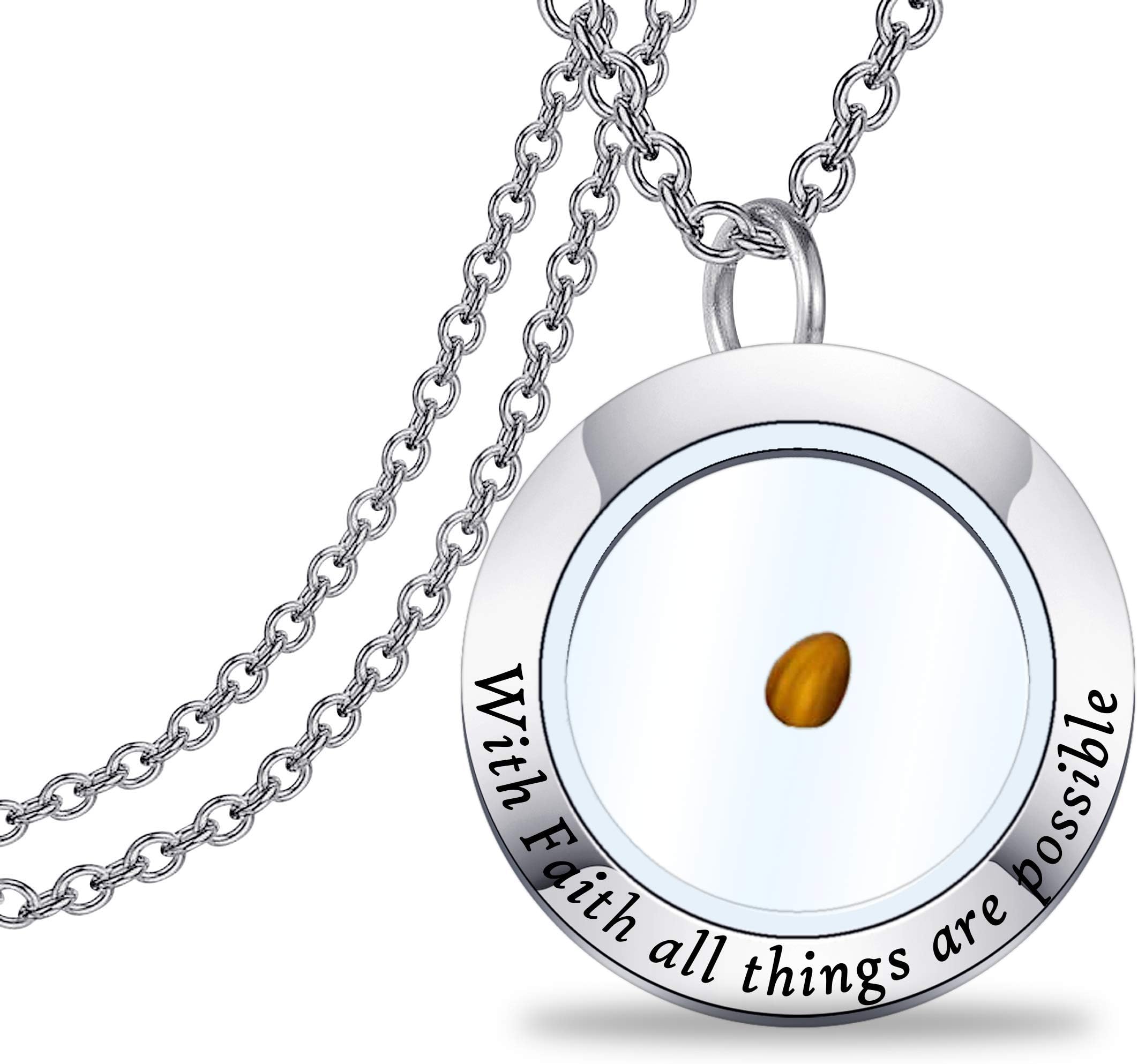 ENSIANTHFaith Jewelry with Faith All Things are Possible Mustard Seed Pendant Mustard Seed Necklace for Women