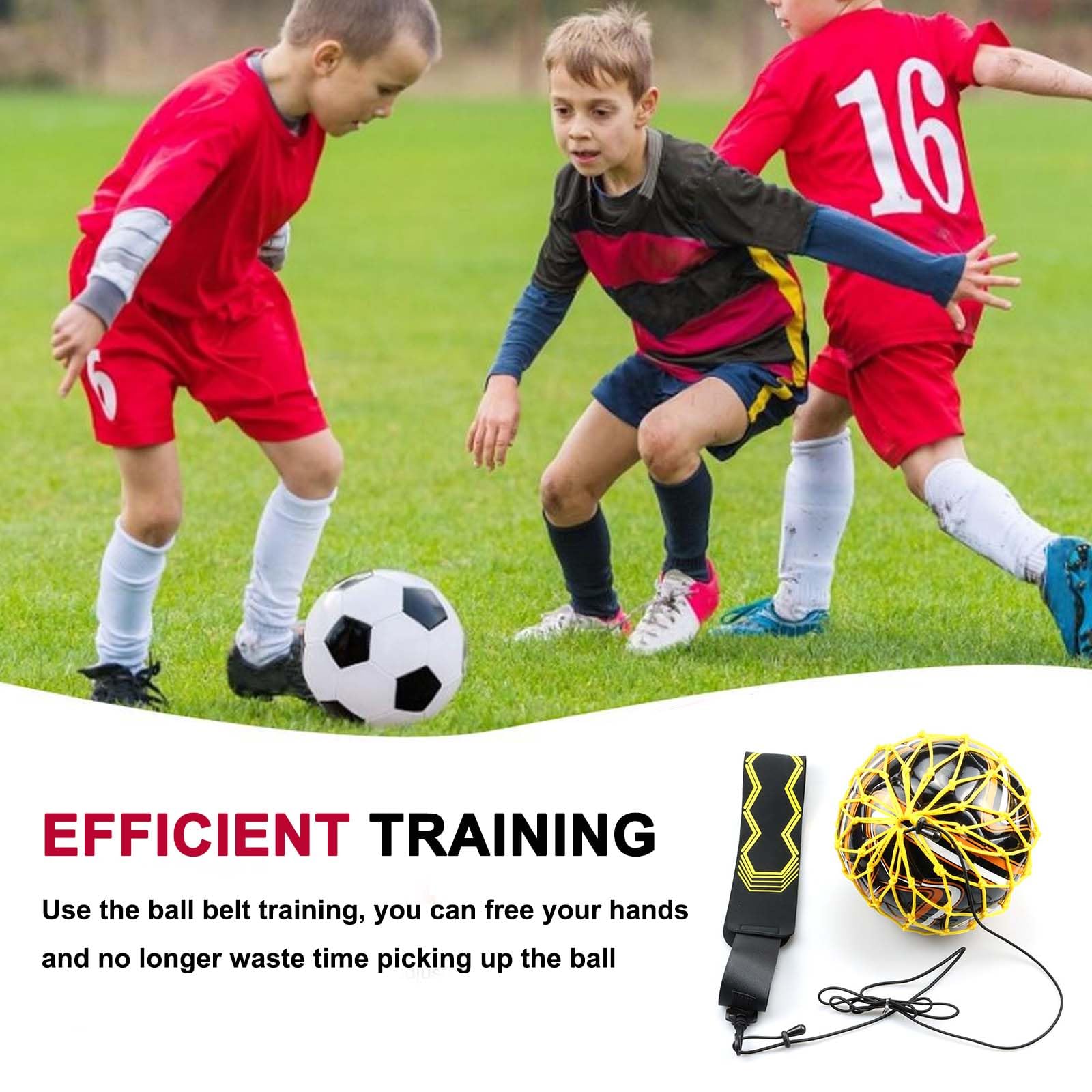 XPEX Kit Entraînement Foot Solo – Ceinture Réglable 33-40″, élastique 6′ Extensible Jusqu’à 18′, Compatible Ballons 3/4/5, Rugby/volley