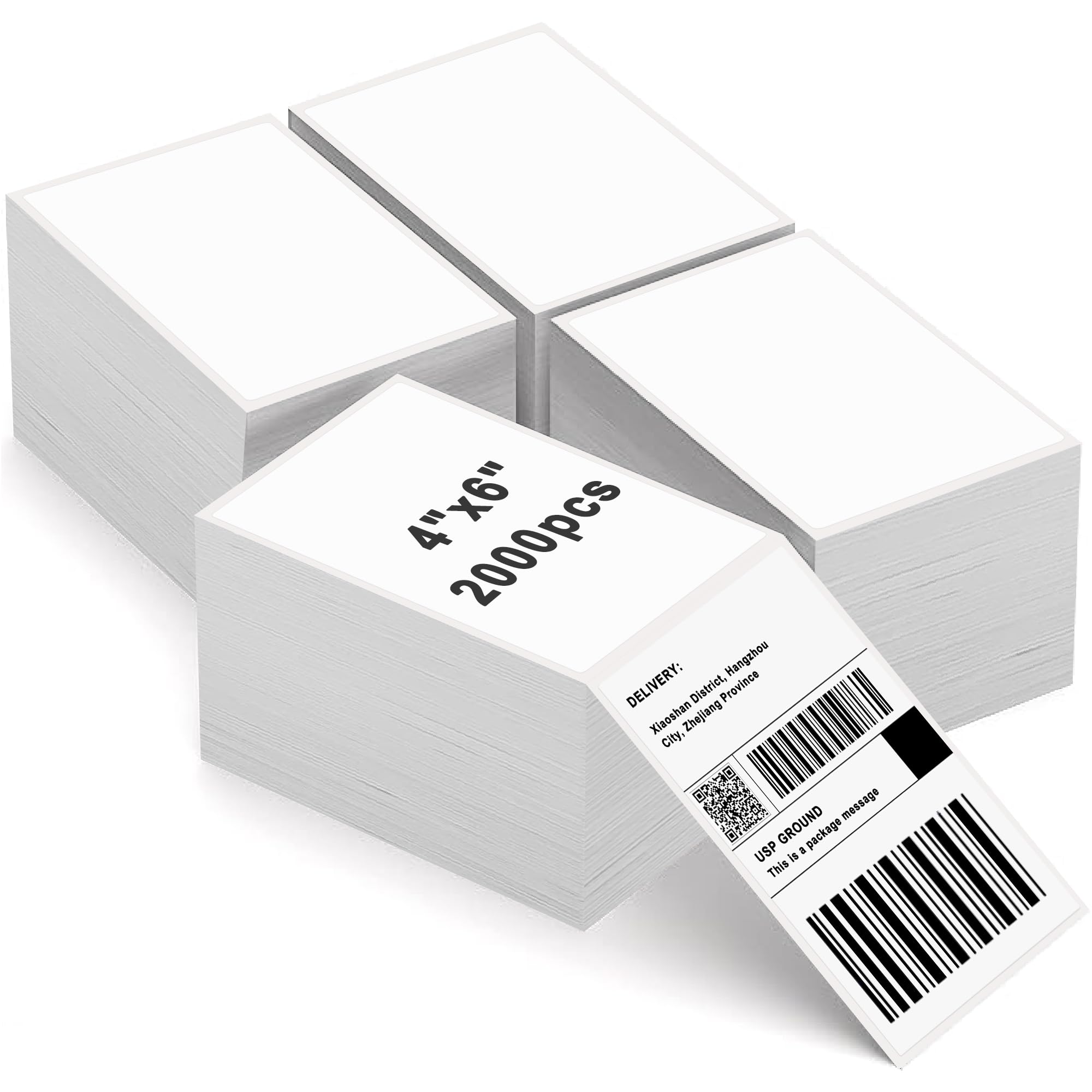 HYBSK Fanfold 4x6 inch Direct Thermal Labels Shipping Address Stickers for Businesses Warehouses and Home Offices, Compatible with Rollo& Zebra (4