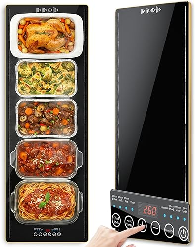 Bandejas de calentamiento eléctricas XXL de 40 x 14 pulgadas para fiestas de buffets, bandeja de calentamiento eléctrica con pantalla táctil,