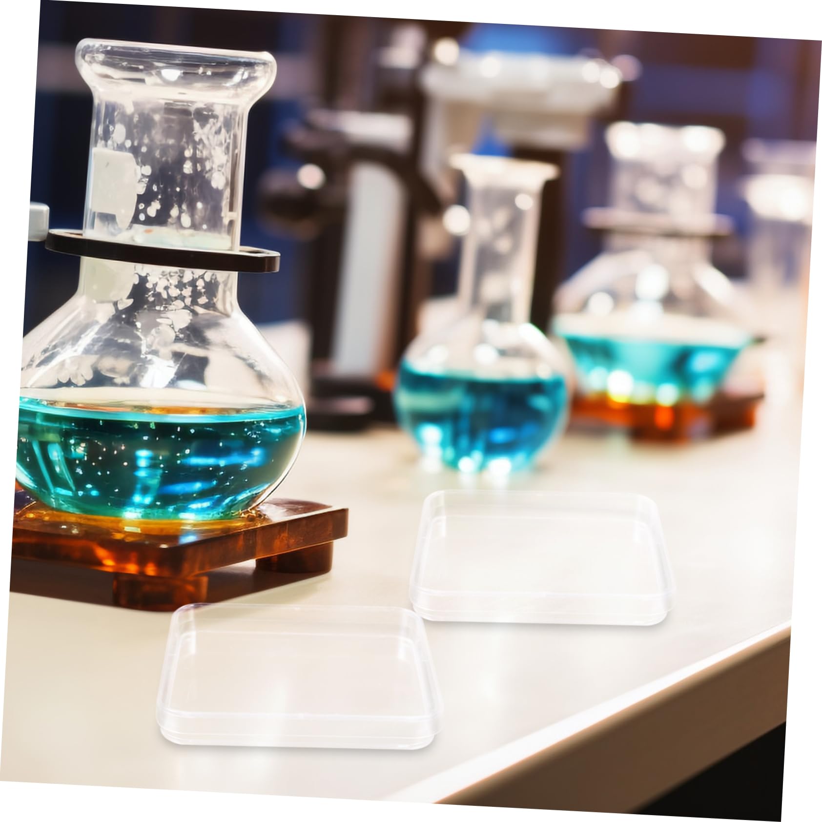 OUNONA 10pcs Square Petri Dish Plate Agar Petri Dishes Laboratory Petri Dish Culture Dishes with Lids Chemistry Petri Holder Small Petri Dishes Agar Dishes Petri Tray Plastic Transparent