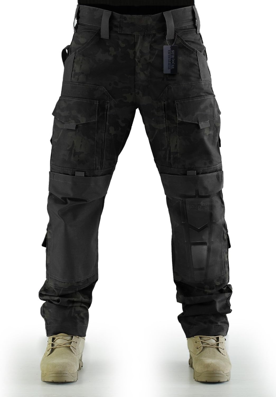 ZAPT Breathable Ripstop Fabric Pants Military Combat Multi-Pocket Molle Tactical Pants with EVA Knee Pads