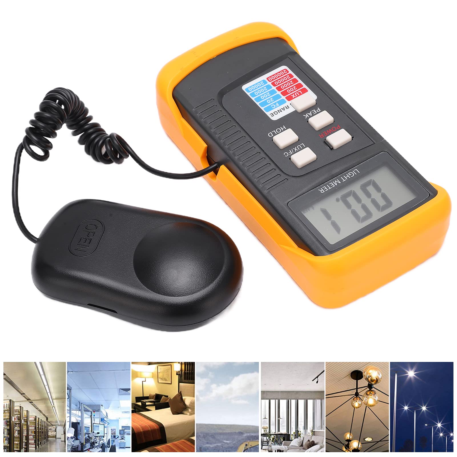 Natudeco LX1330B Digital Illuminance Light Meter Digital Illuminometer 0.1 Lx to 200000Lx Handheld Illuminance Tester for Industrial and Garden