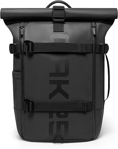 OAK25 Mochila Reflectante para Mujeres y Hombres - Luminite Rolltop - Rolltop Backpack para Trabajo Moto Bicicleta - Compartimento para Portátil hasta 16 Pulgadas - Reflective Daypack 23L