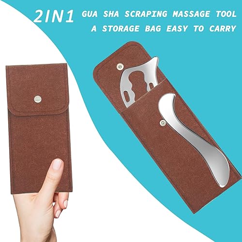 Miniatura 5 de Herramienta de raspador muscular Gua Sha de acero inoxidable 2 en 1, herramientas de raspado miofascial para terapia física, masajeador de drenaje