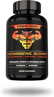 Prime Labs Thermogenic Fat Burner for Men - Weight Loss Supplement - with L-Carnitine, Caffeine, & Green Tea - Thermogenic Energy & Metabolic Support - Third-Party Tested, Made in the USA - 60 Count