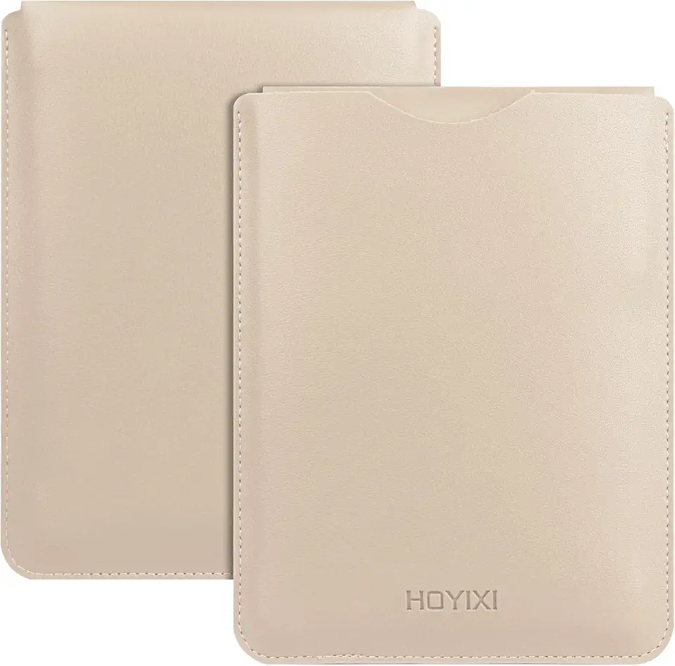 HoYiXi Capa universal para Kindle/Kobo/Voyaga/Lenovo/Pocketbook/Sony/Tolino E-book E-reader de 15 cm, bolsa de couro leve para e-book de 15 cm, branca