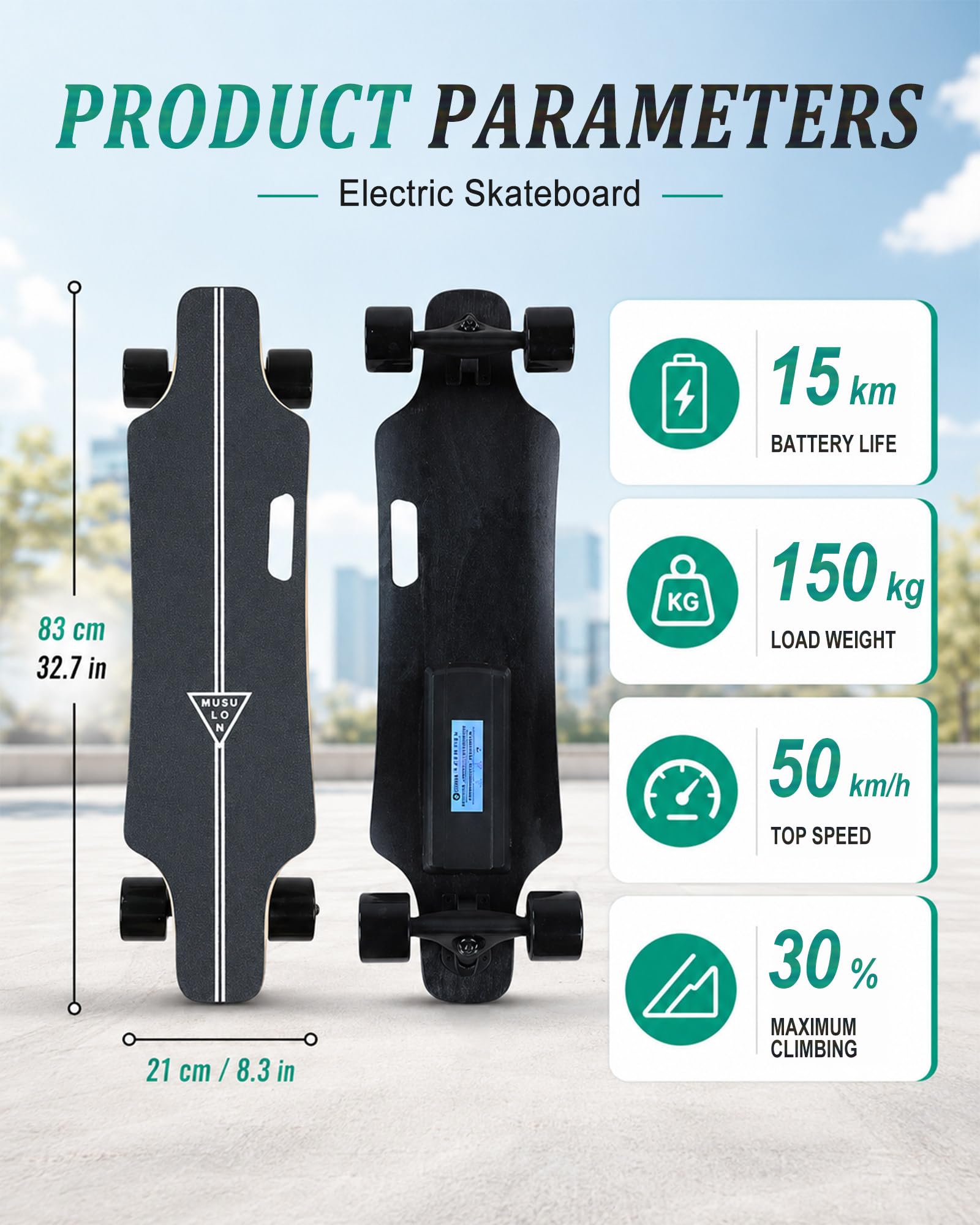 Série de Skateboards Électriques, Longboard Électrique 25km/h (50km/h) 700W | Autonomie Jusqu'à 15 km, Vitesse Maximale 25-50 km/h, Convient aux Adolescents et aux Adultes Actifs