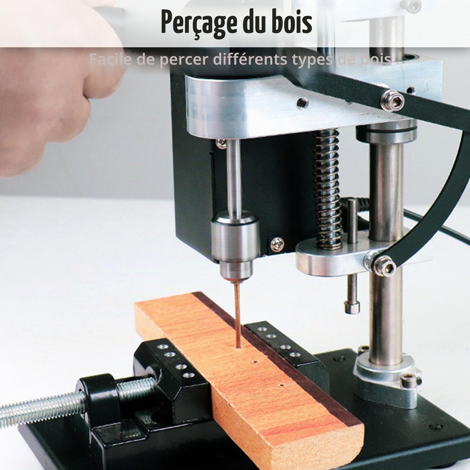 Perceuse à colonne 250 W Mini perceuse d'établi 7 vitesses réglables Mandrin 0,3-4 mm 50 mm Hauteur réglable Métal, bois, acrylique, aluminium