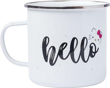 Silver Buffalo Sanrio Hello Kitty Coffee, Enamel Camper Mug, 21oz