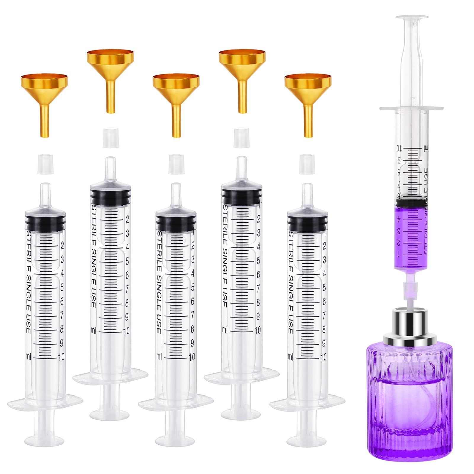 Segbeauty (セグビューティー) 香水詰め替えツールキット 旅行用 10ml 3.5オンス プラスチック香水抽出器 詰め替えツール ケルン用 大型漏斗香水ディスペンサー転送ツール5個セット 詰め替え可能なケルンアトマイザー用
