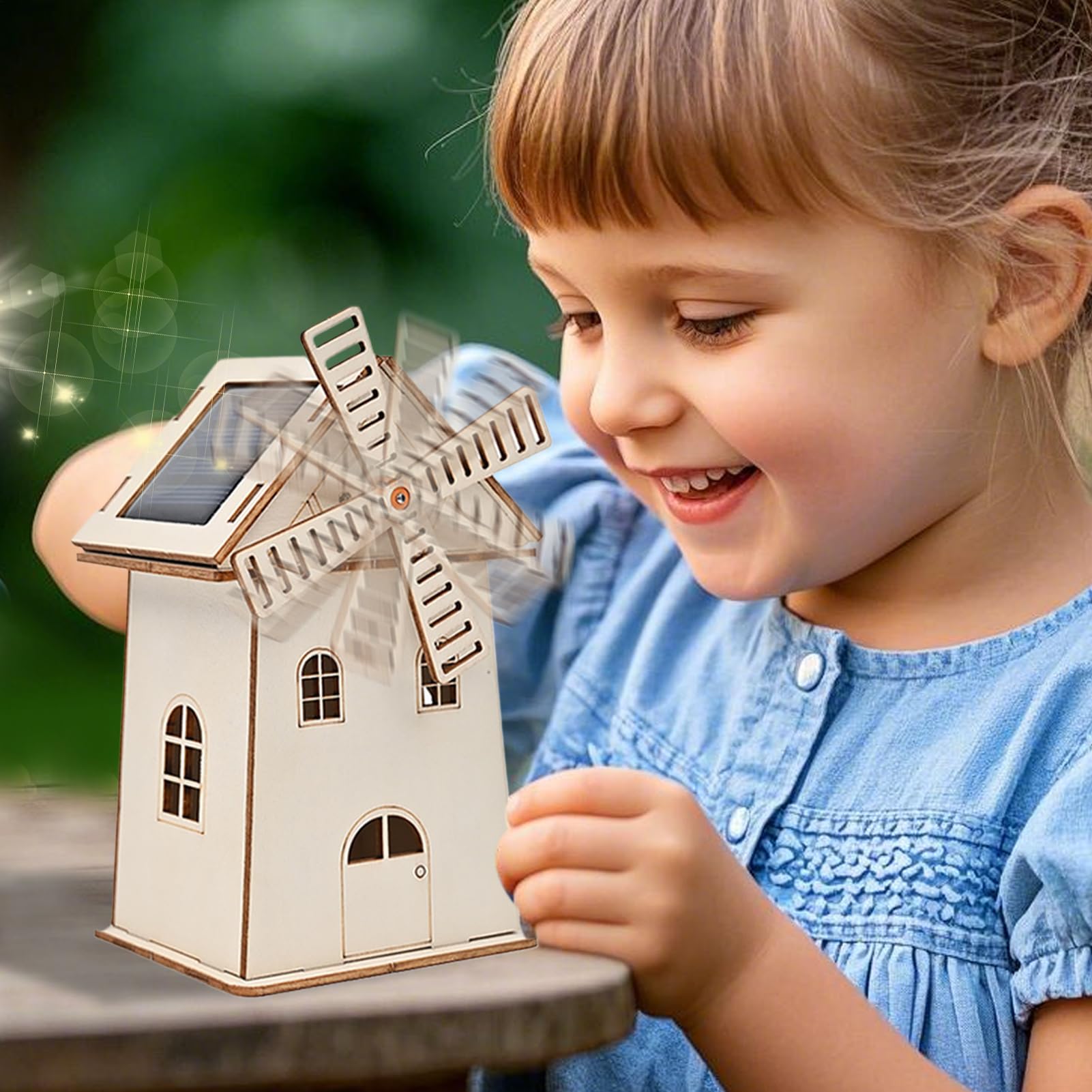 Kit De Maqueta De Molino De Viento Con Energía Solar De Madera – Juguete Educativo De Bricolaje Para Niños, Sin Pilas (Tamaño 12.4x10.3x6 Cm)