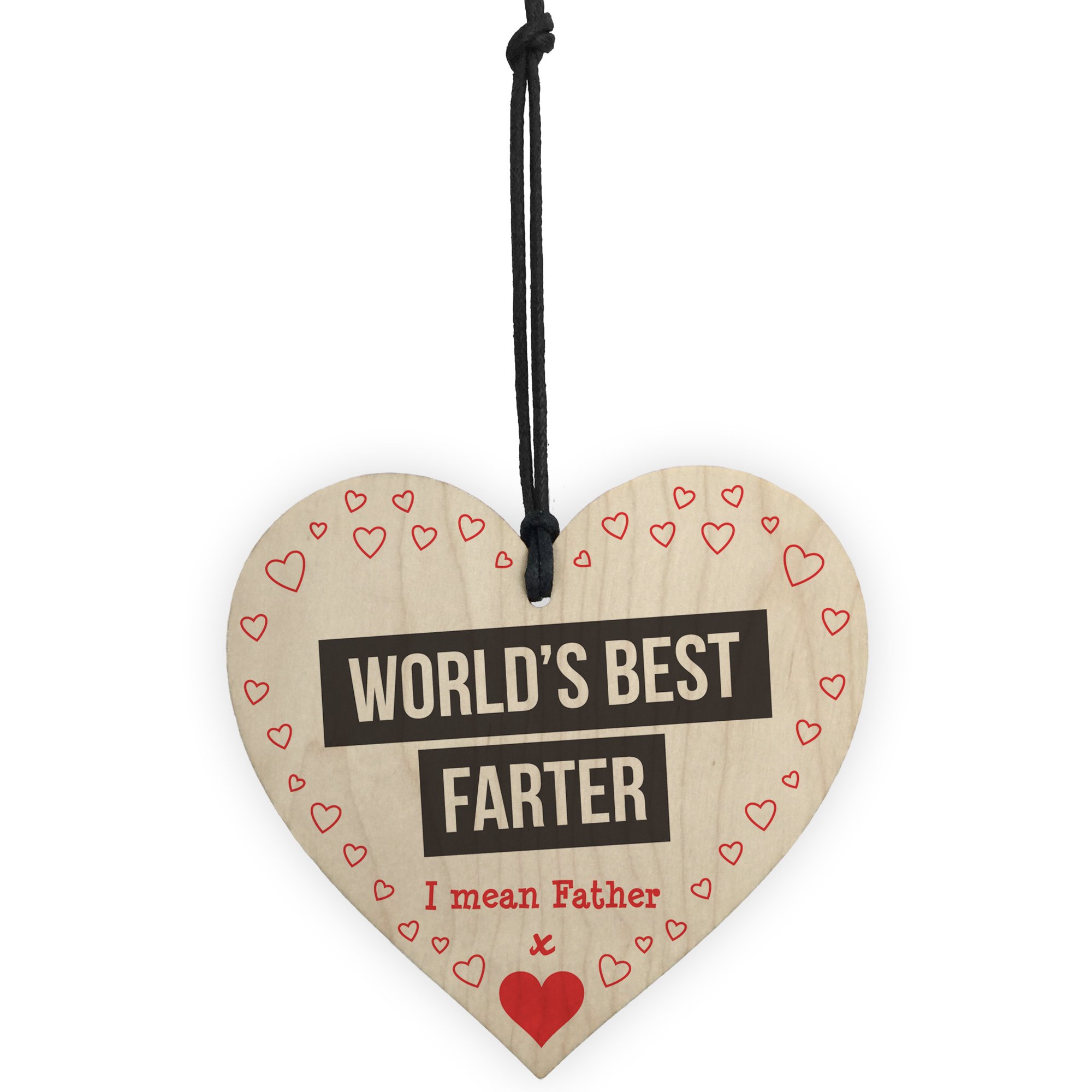 Red Ocean Worlds Best Farter I Mean Father Novelty Father's Day Funny Sign Grandad Wood Gift