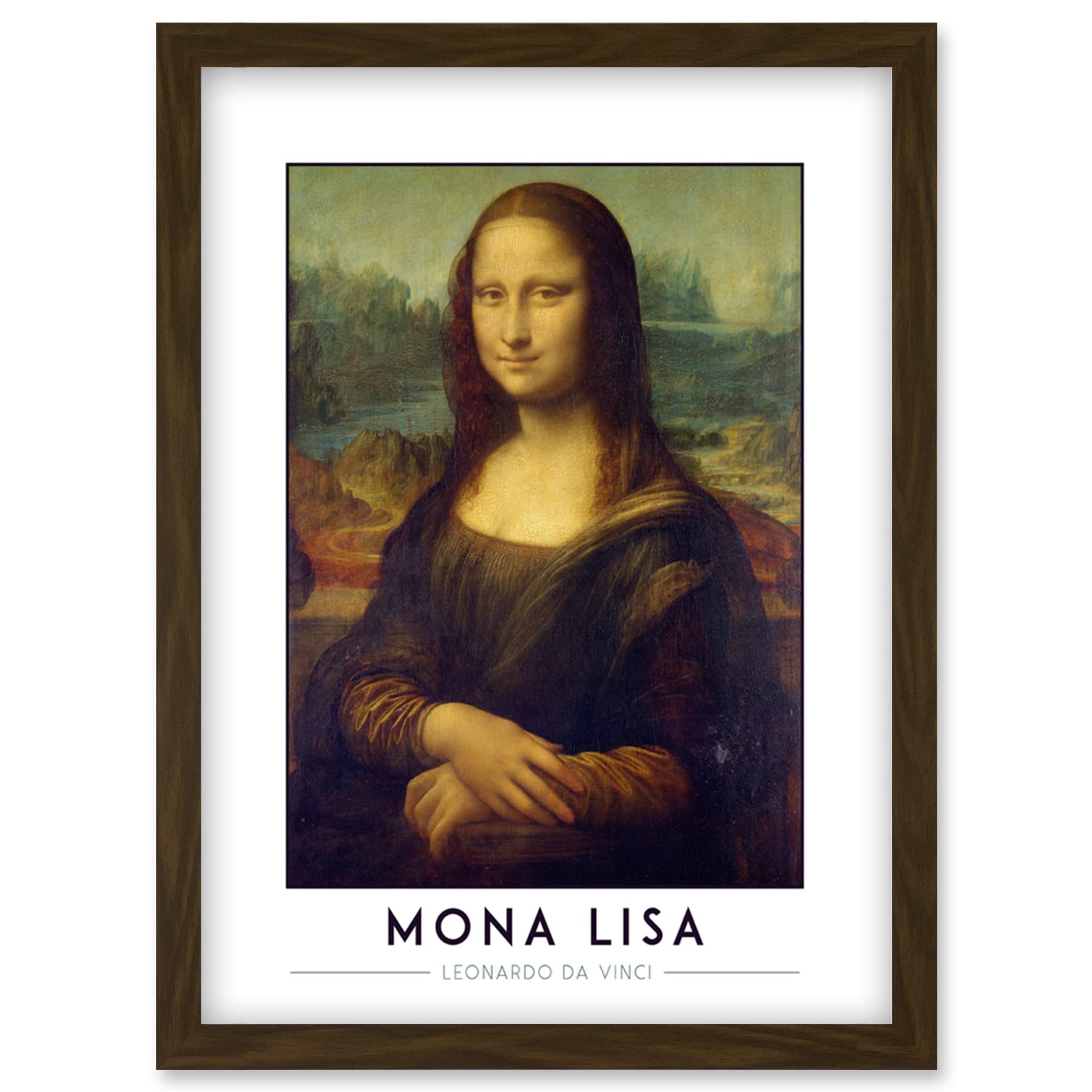 Leonardo Da Vinci Mona Lisa Portrait Painting - Framed Wall Art Print A4 - Artery8