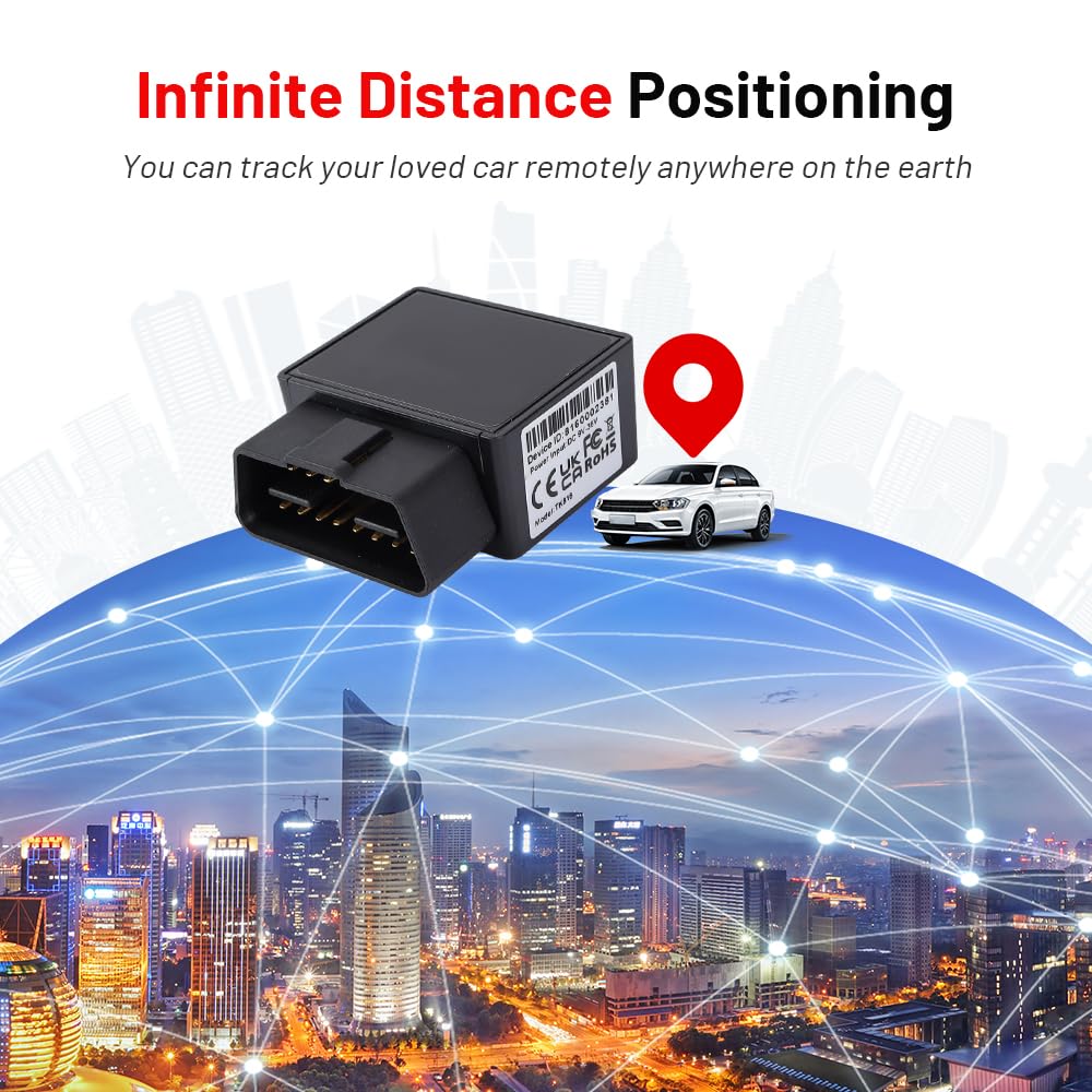 TKMARS GPS Tracker 4G OBD2 Stecker für Auto, Fahrzeuge, LKW, Diebstahlschutz Online weltweit mehrere Alarmmodi Echtzeit-Tracking mit kostenloser App ohne ABO