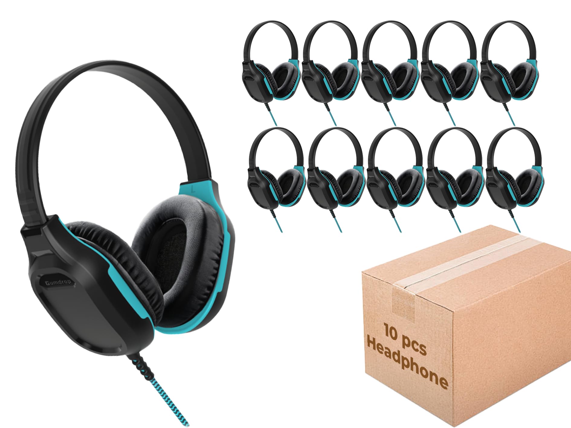 wired droptech gumdrop headphones for kids long tangle-free cord