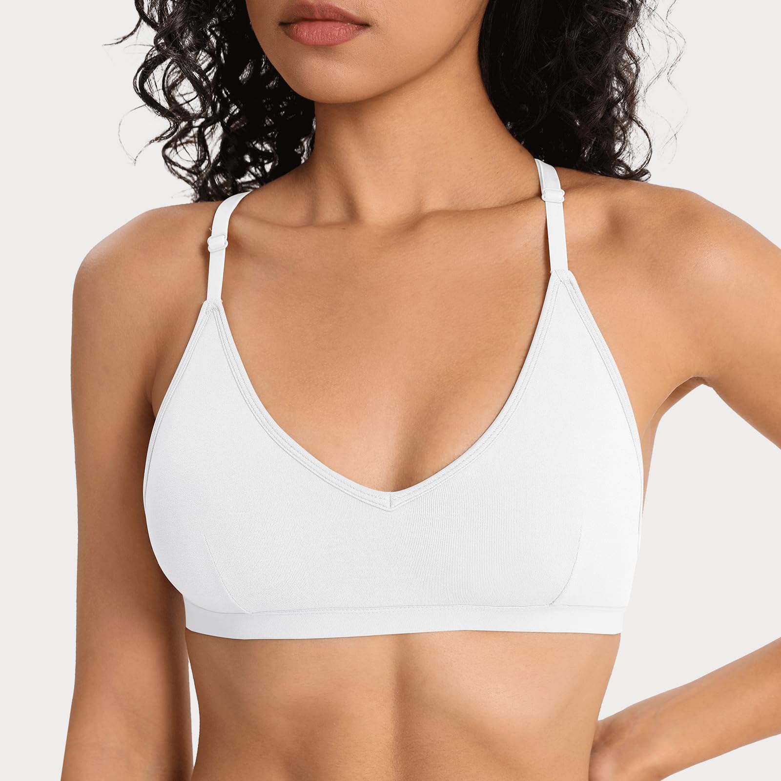 INIBUD Sujetadores deportivos para mujer, espalda cruzada, triangular, acolchado, espalda en Y, brasier sin costuras, sin aros, cuello en V, sin varillas