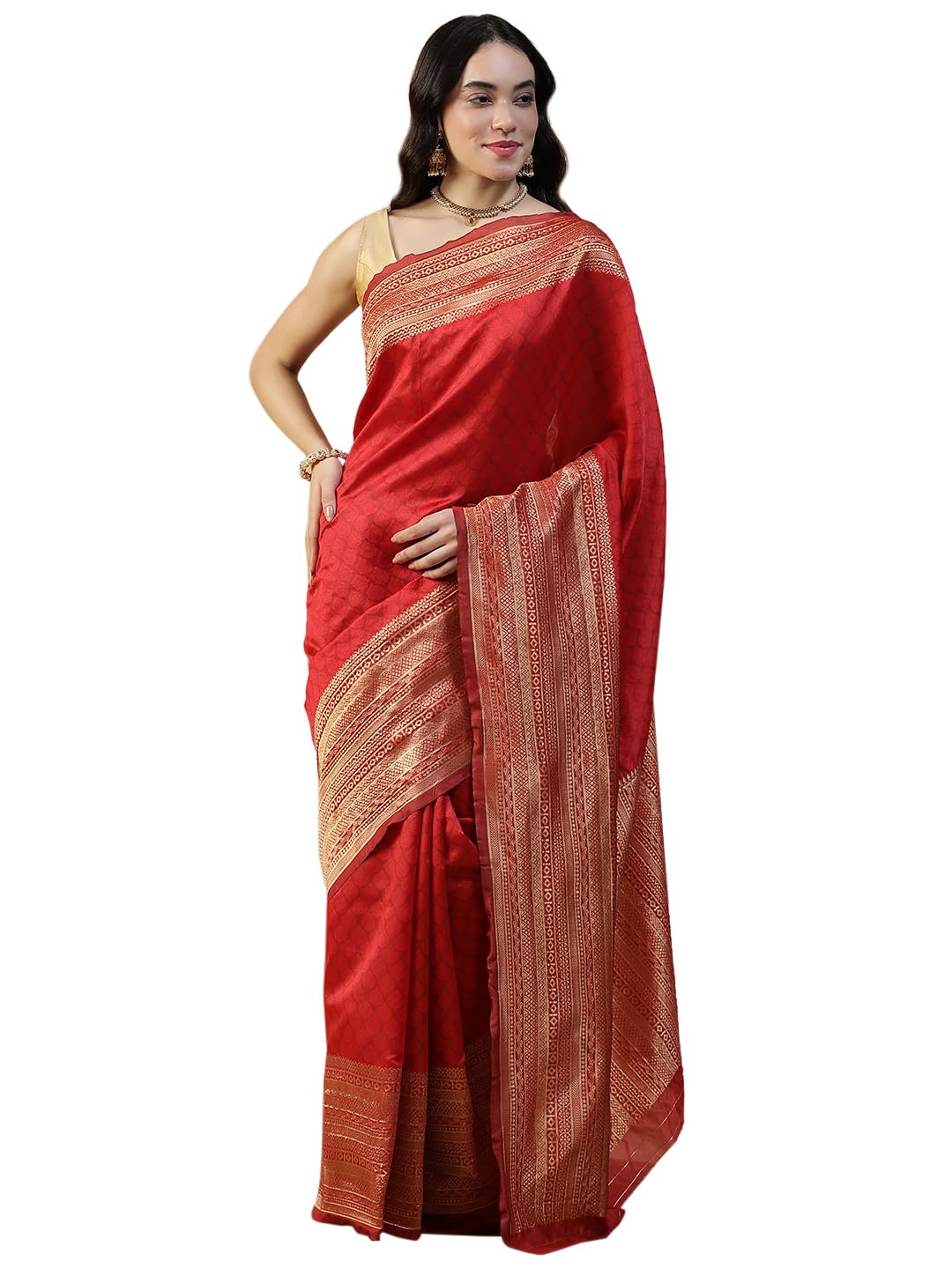 baloobi Banarasi Litchi Silk Saree with Silver Weaving and Unstitched Blouse Piece-picture-18