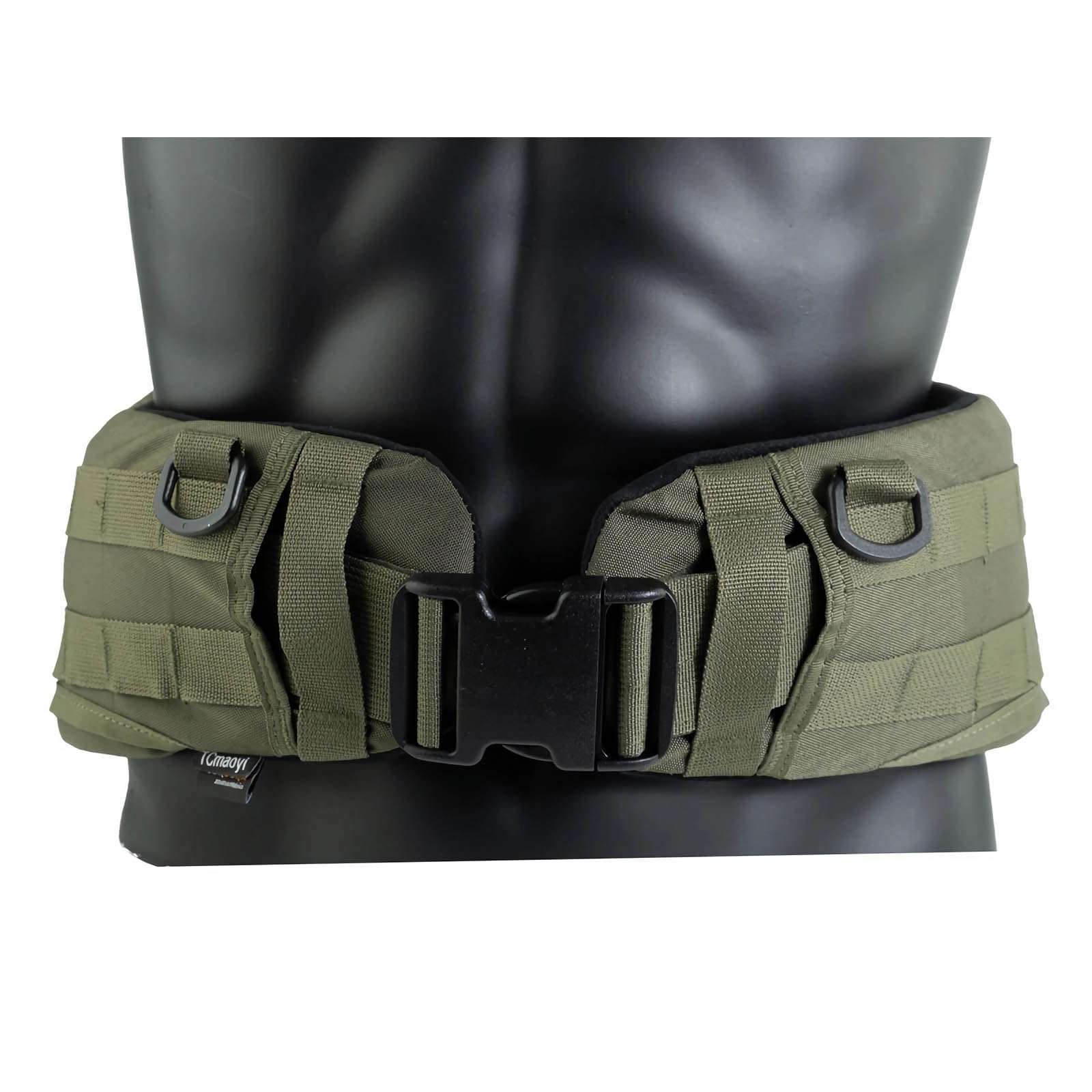 1 Cinturón Táctico Modular MOLLE Acolchado de Perfil Bajo, Cinturón de Patrulla Cortado con Láser con Forro de Malla Transpirable(Green)