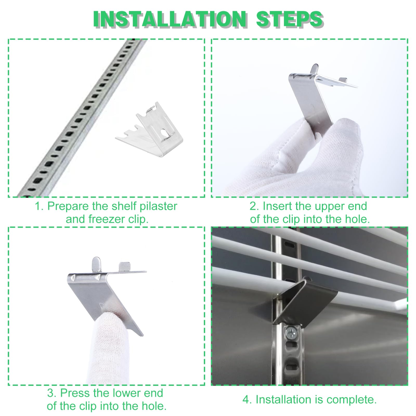 Stainless Steel Freezer Shelf Clips - 24 Pack -8