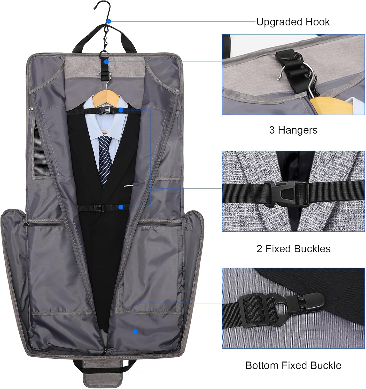 Modoker Carry On Garment Bags for Travel Hanging Clothes Suit Bag Luggage Organizer, Foldable Suit Carrier Gift for Men Women