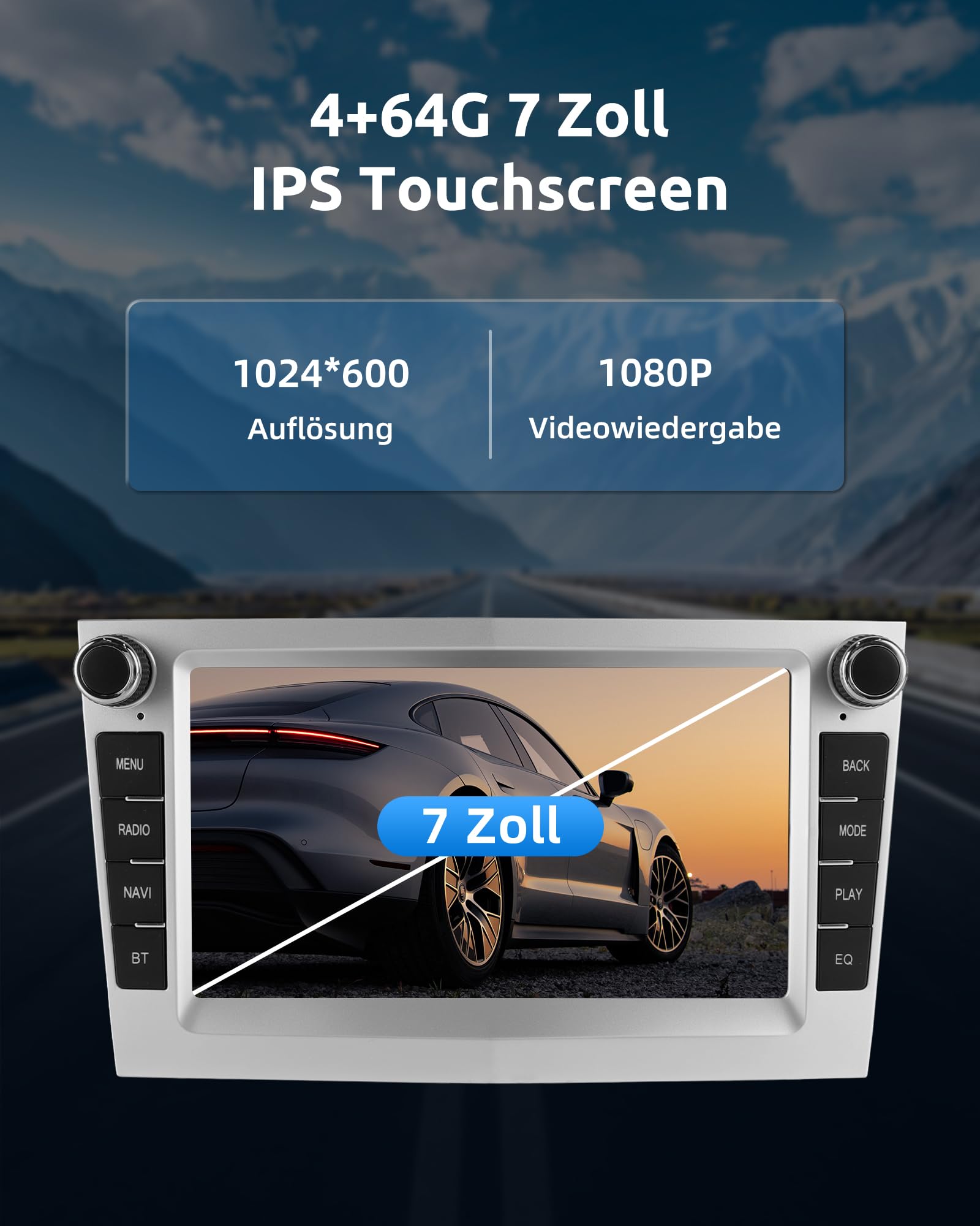 ESSGOO 4+64G Wireless Carplay und Android Auto Autoradio Für Vauxhall Opel Corsa C/D Zafira B Astra G/H Meriva Signum Combo, 7 Zoll Touchscreen Radio mit Bluetooth FM RDS GPS WiFi Silber