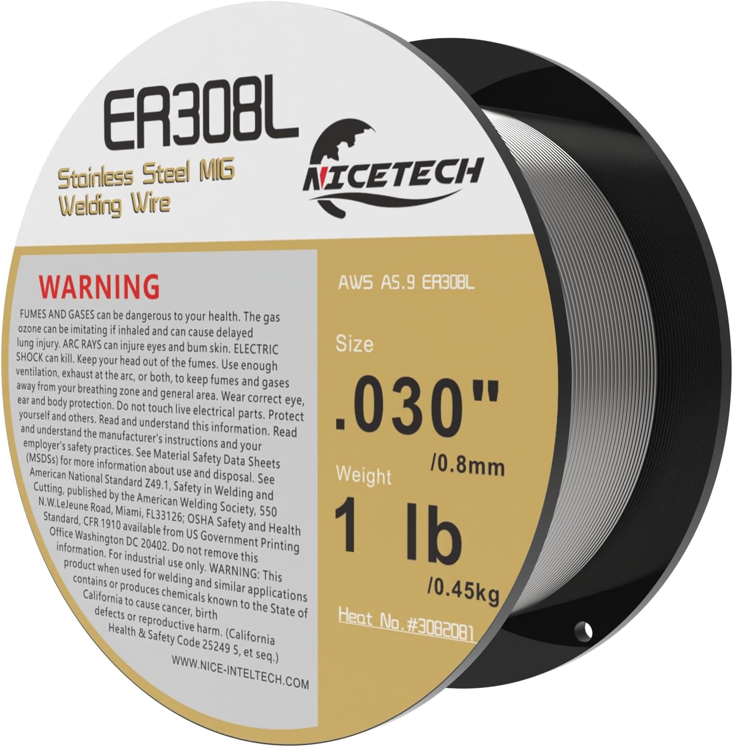 NICETECH, ER308L Stainless Steel MIG Welding Wire, 030“ Diameter 1