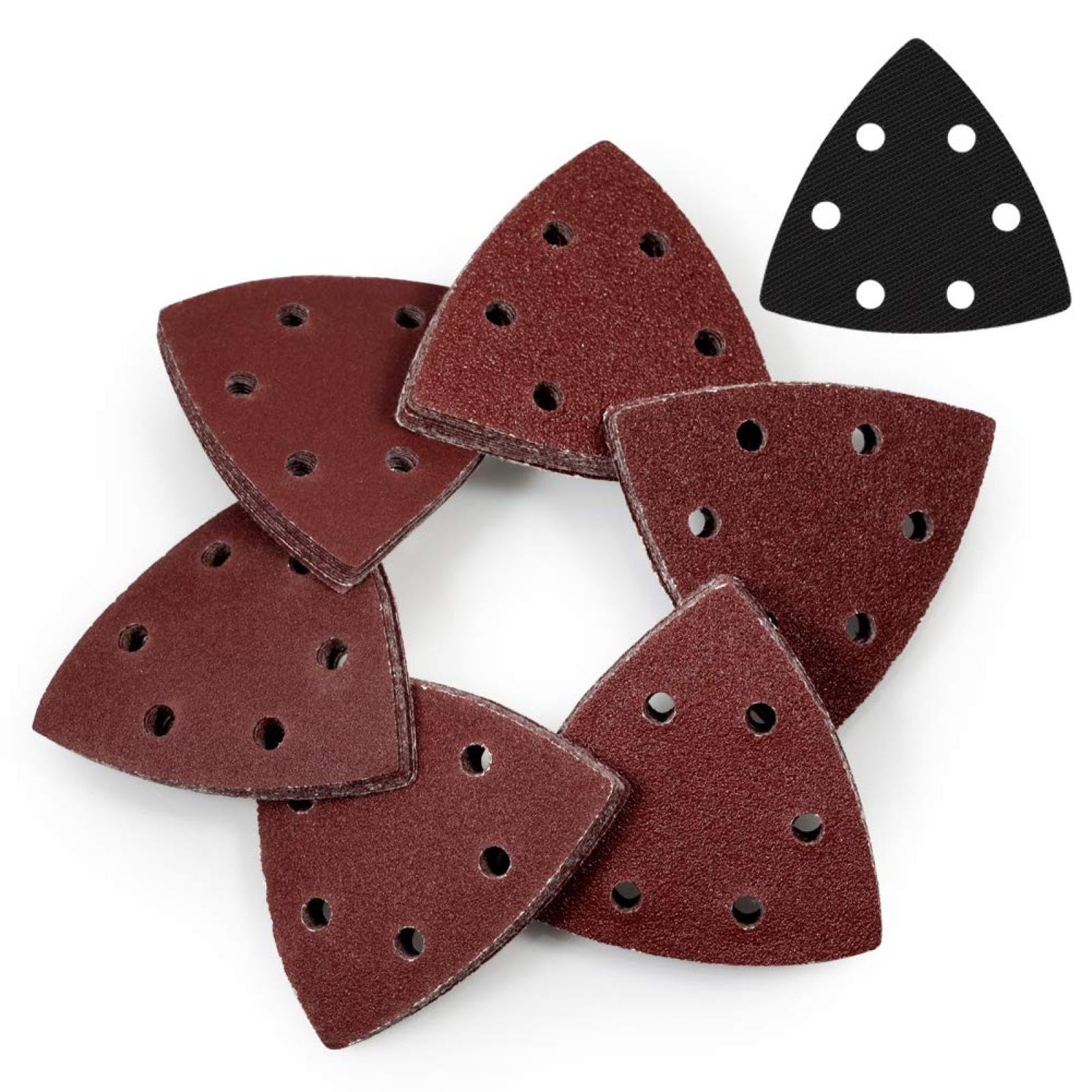 61 Disques De Ponçage Triangulaires À Boucles Et Crochets De 90 Mm Assortis De Grains 40/60/80/100/120/240 Avec Coussinet Tampon En Éponge Douce