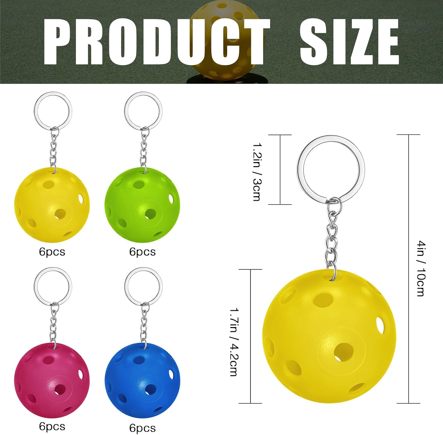 24 PCS Pickleball Keychain,Novelty Fun Unique Gifts for Women,Men & Pickleball Lovers - Bulk Party Favors & Team Accessories