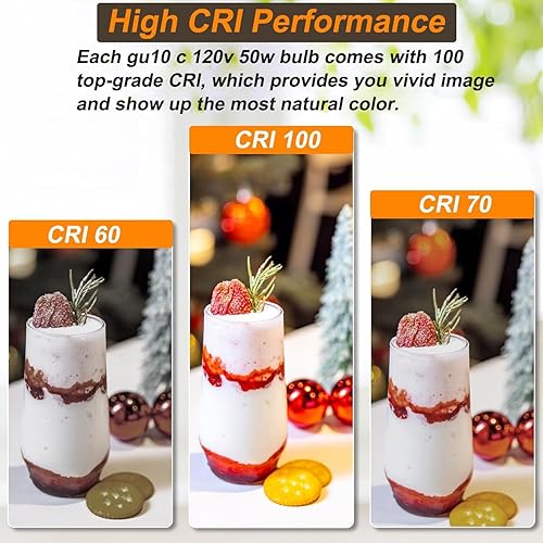 Miniatura 8 de Vinaco Bombillas GU10, paquete de 6 bombillas halógenas de 120 V 35 W, regulable, MR16 GU10 con larga vida útil, gu10+c para iluminación empotrada