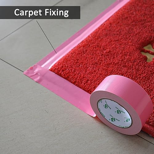 Miniatura 7 de BOMEI PACK Cinta adhesiva de color rosa, cinta adhesiva industrial resistente 9mil x 1.88 pulgadas x 30 yardas para embalaje y reparación