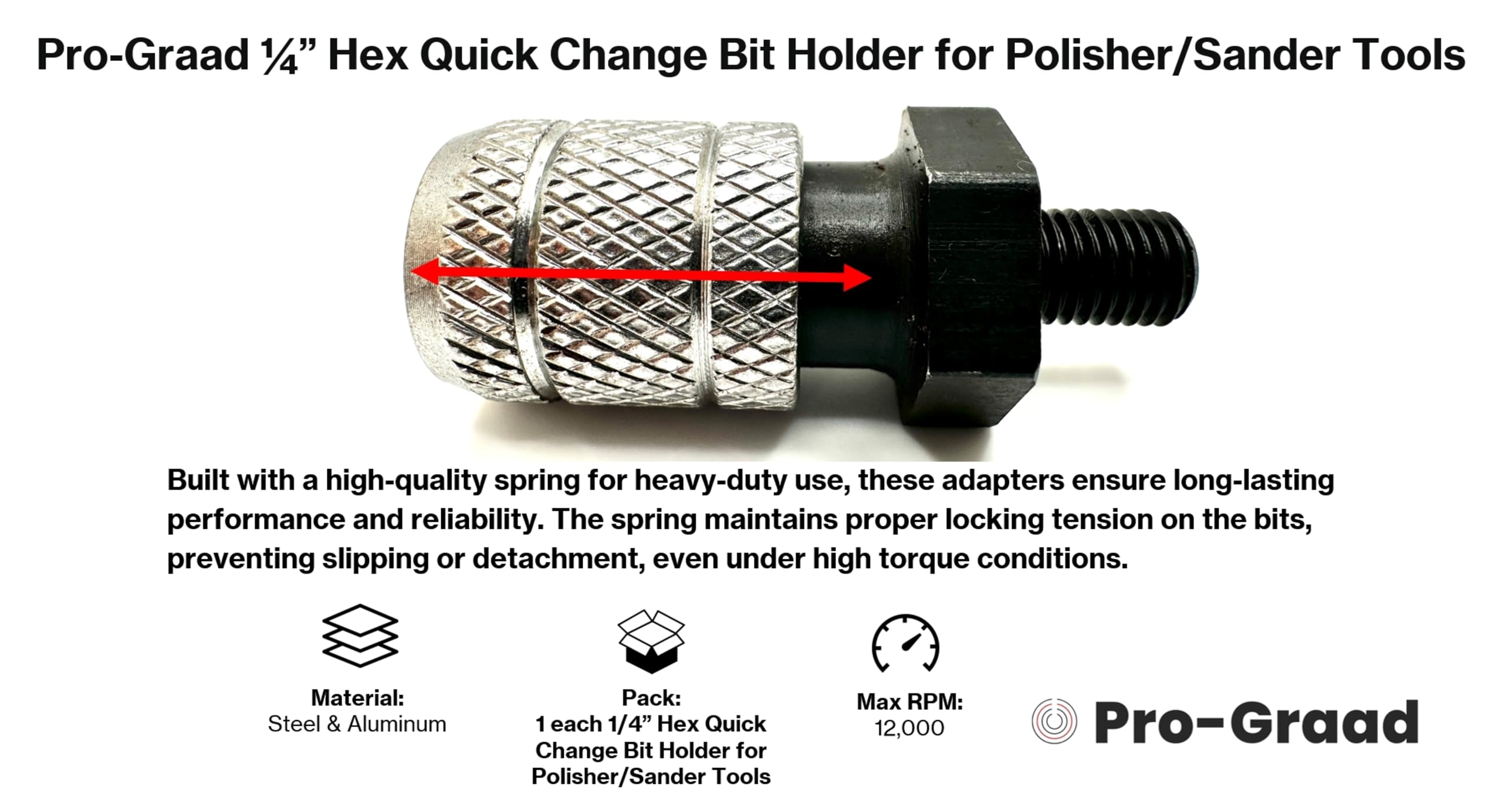 Pro-Graad Adapter for Orbital/DA & 12V Cordless Polisher Sander Tools with Inte