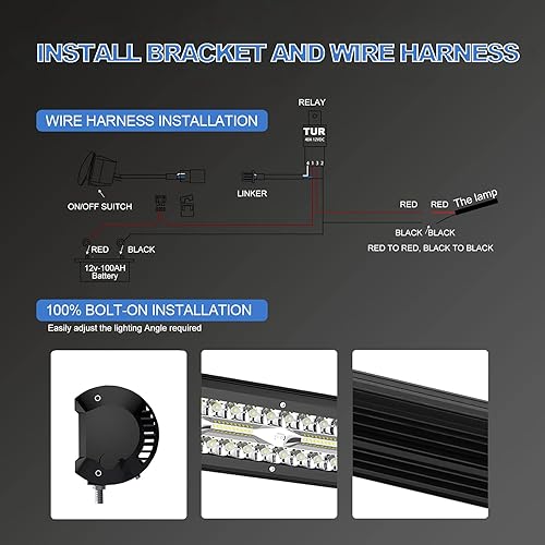 Miniatura 5 de T-Former Barra de luz LED de 20 pulgadas, triple fila de 420 W, luz combinada de punto de inundación, luces todoterreno, 2 unidades, 4 pulgadas, 60