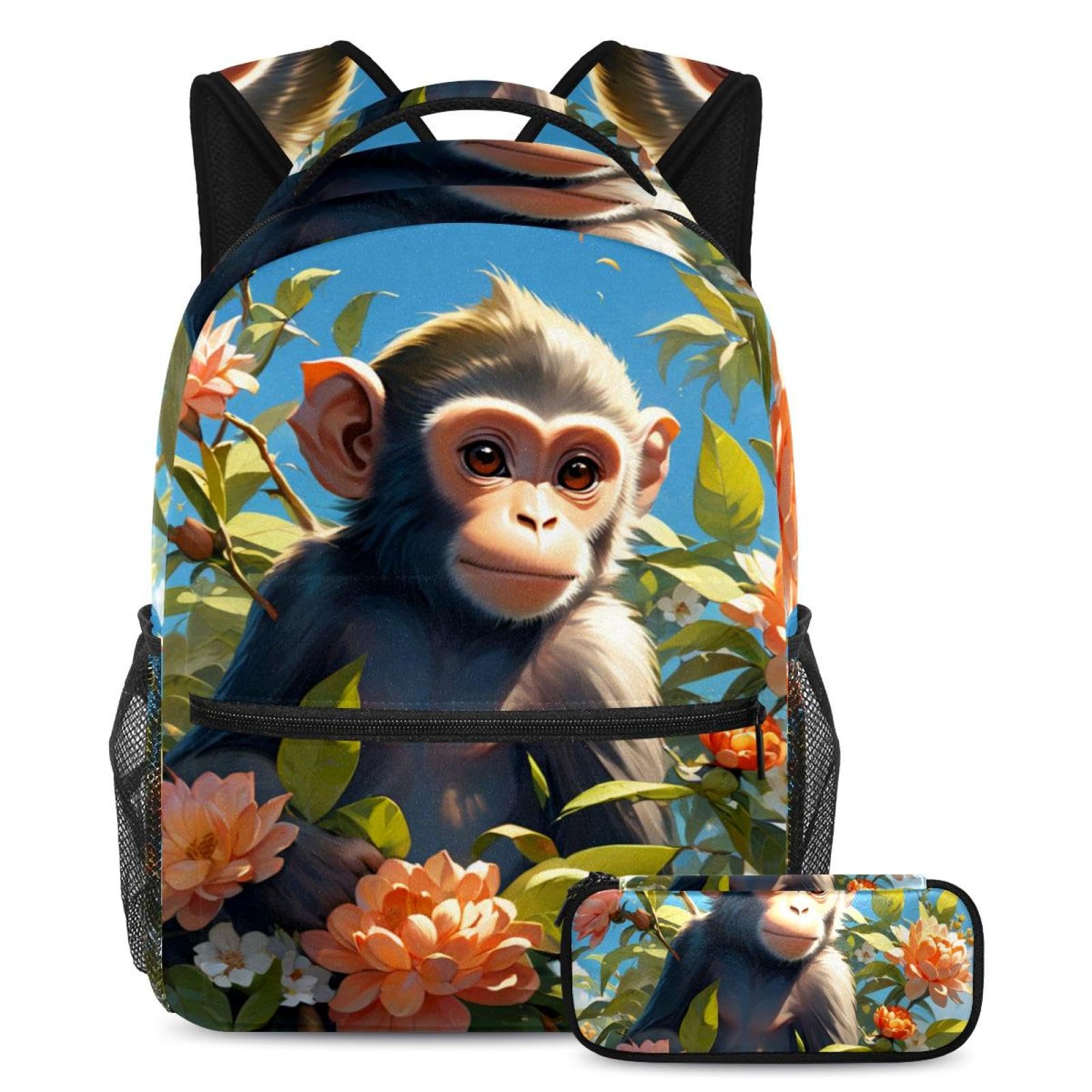 Sac à dos daypack multicolore avec trousse pour étudiants
