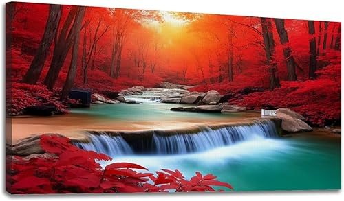 Miniatura 25 de 24"x 48" Canvas Wall Art Mountain Rustic Lake Landscape Nature Forest Scenery Vintage Boat Framed Pictures Painting Prints Large Wall Art for Living