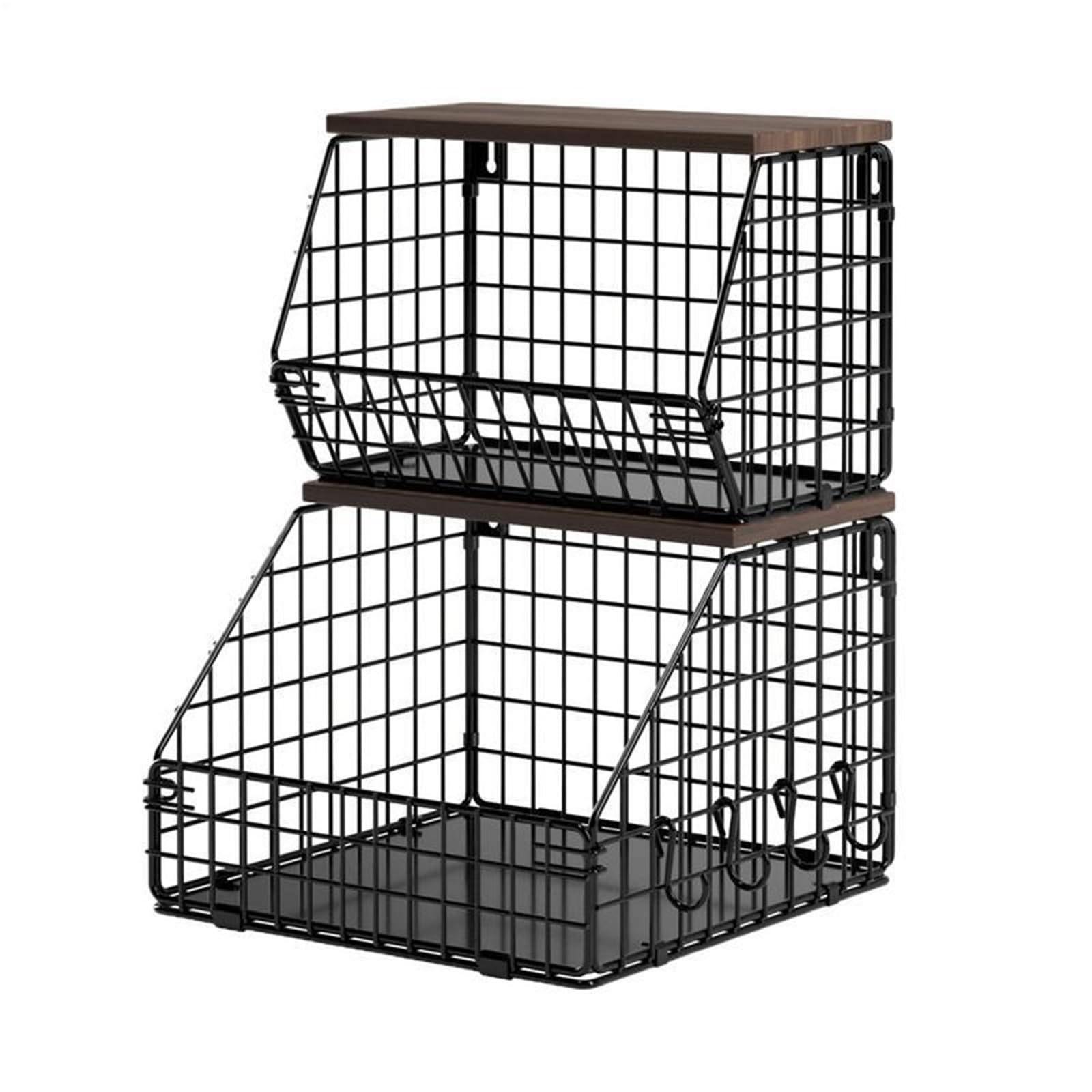 Fruit Vegetable Basket Snack Organizer Wall Mount Kitchen Metal Storage With Hook Countertop Pour Maison(S)