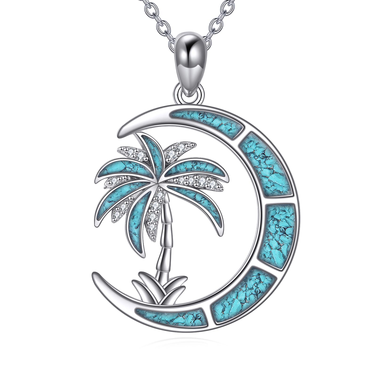 CUPENDA Palmen kette Halskette 925 Sterlingsilber Türkis Pal