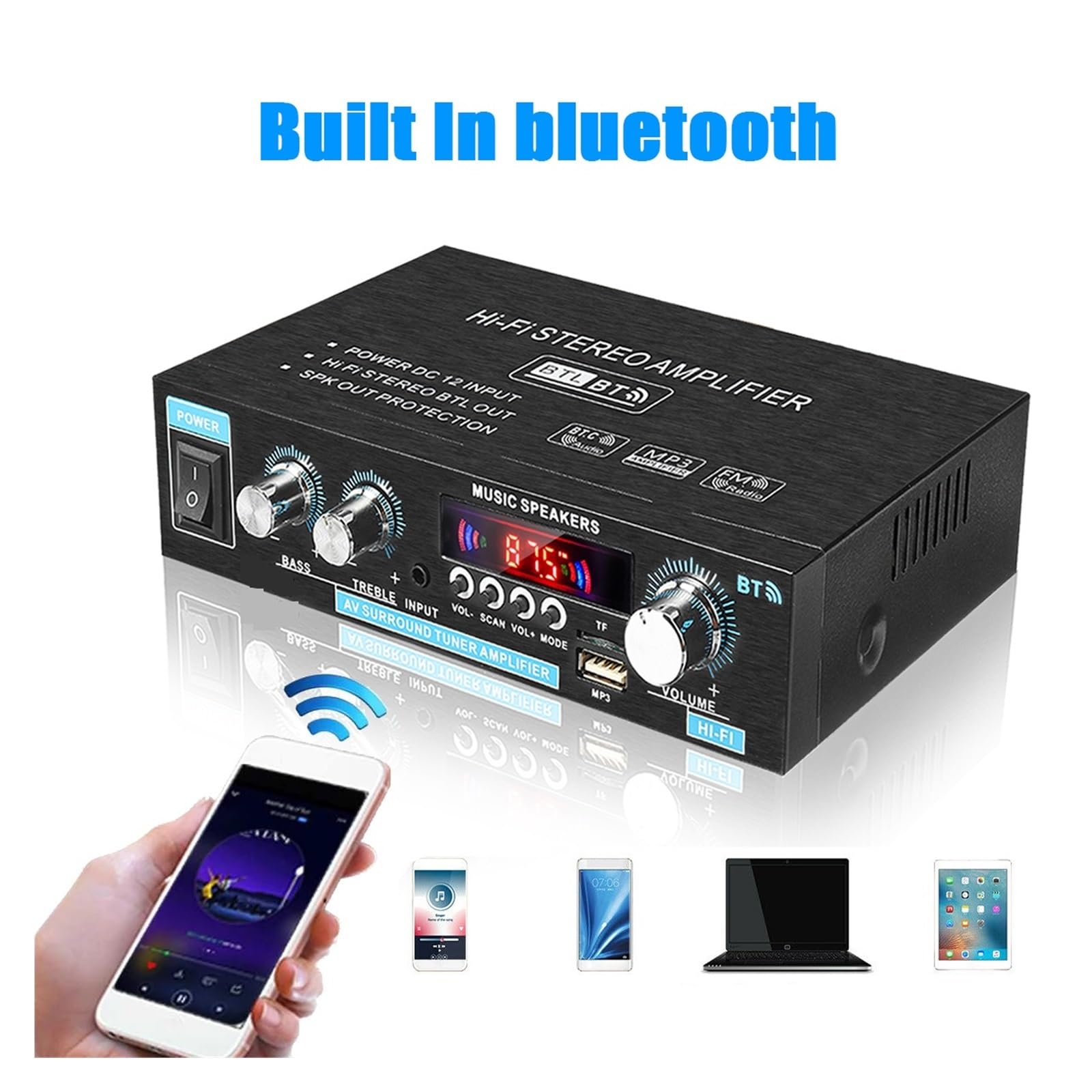 Amplificatori Digitali Audio Bassi Potenza Audio Amplificatore Bluetooth Auto Music Subwoofer Altoparlanti Piccolo ma Potente
