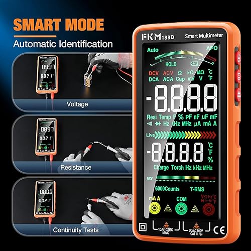 Miniatura 23 de FKM Probador de multímetro digital de rango automático TRMS 6000 cuentas Voltímetro recargable inteligente Probador eléctrico mide corriente AC/DC
